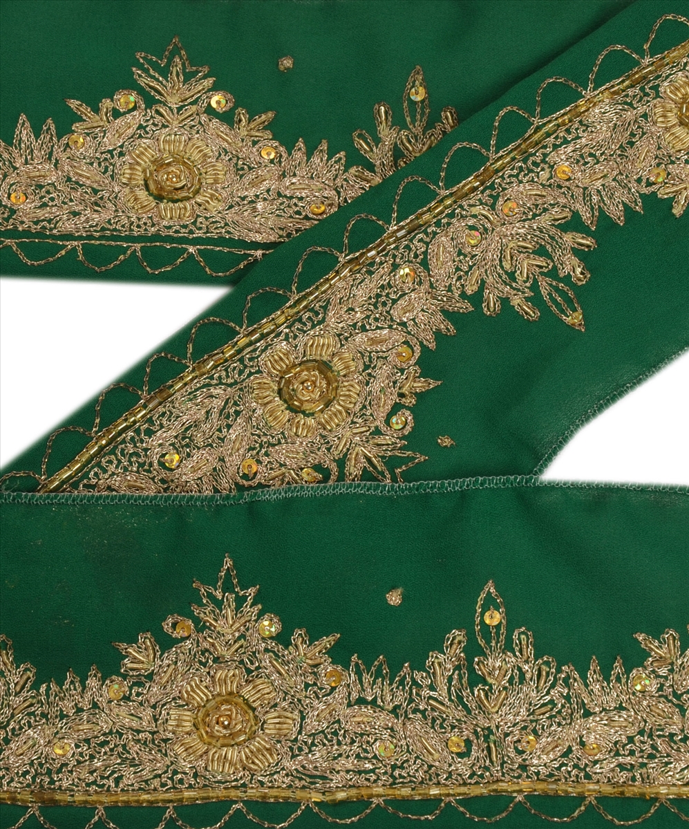 Sanskriti Vintage Pink Sari Border Hand Beaded Indian Craft Trim Sewing Lace