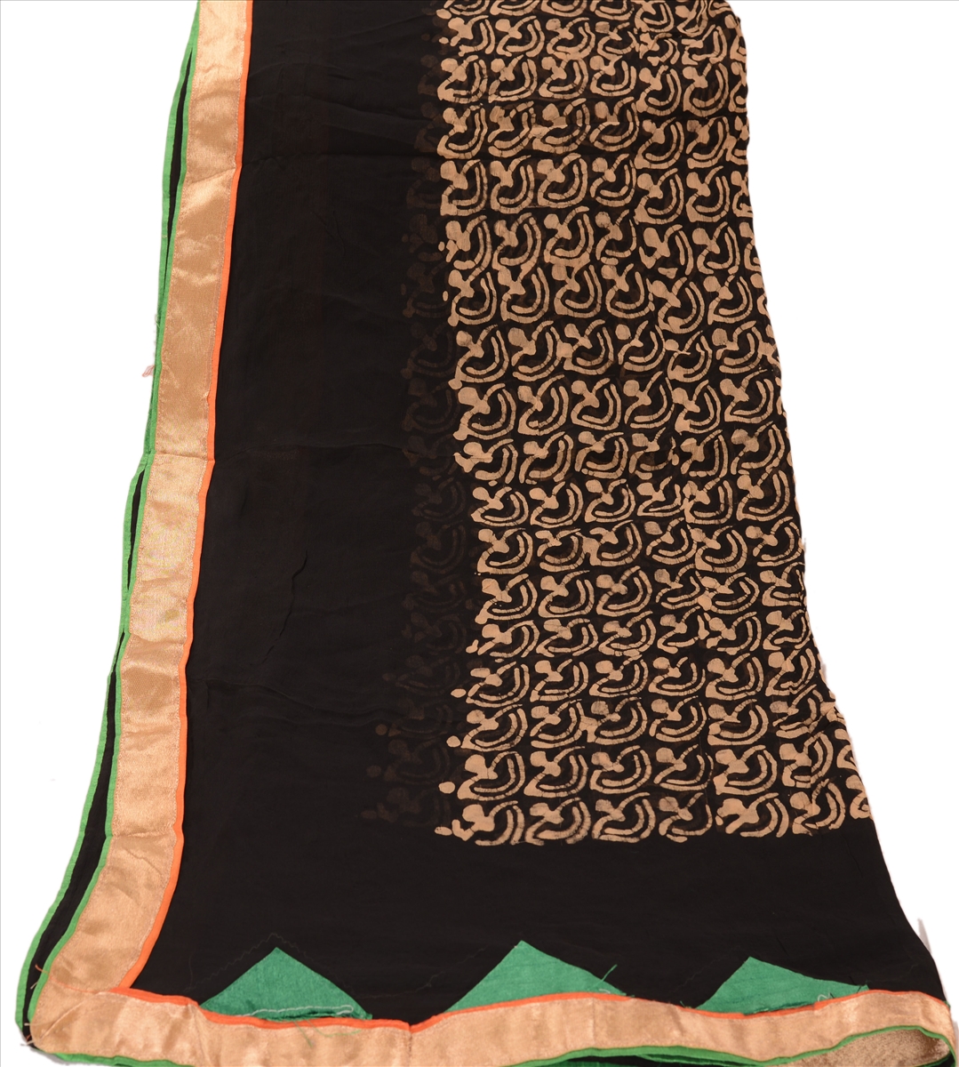 Vintage Dupatta Long Scarf Chiffon Silk Black Hijab 