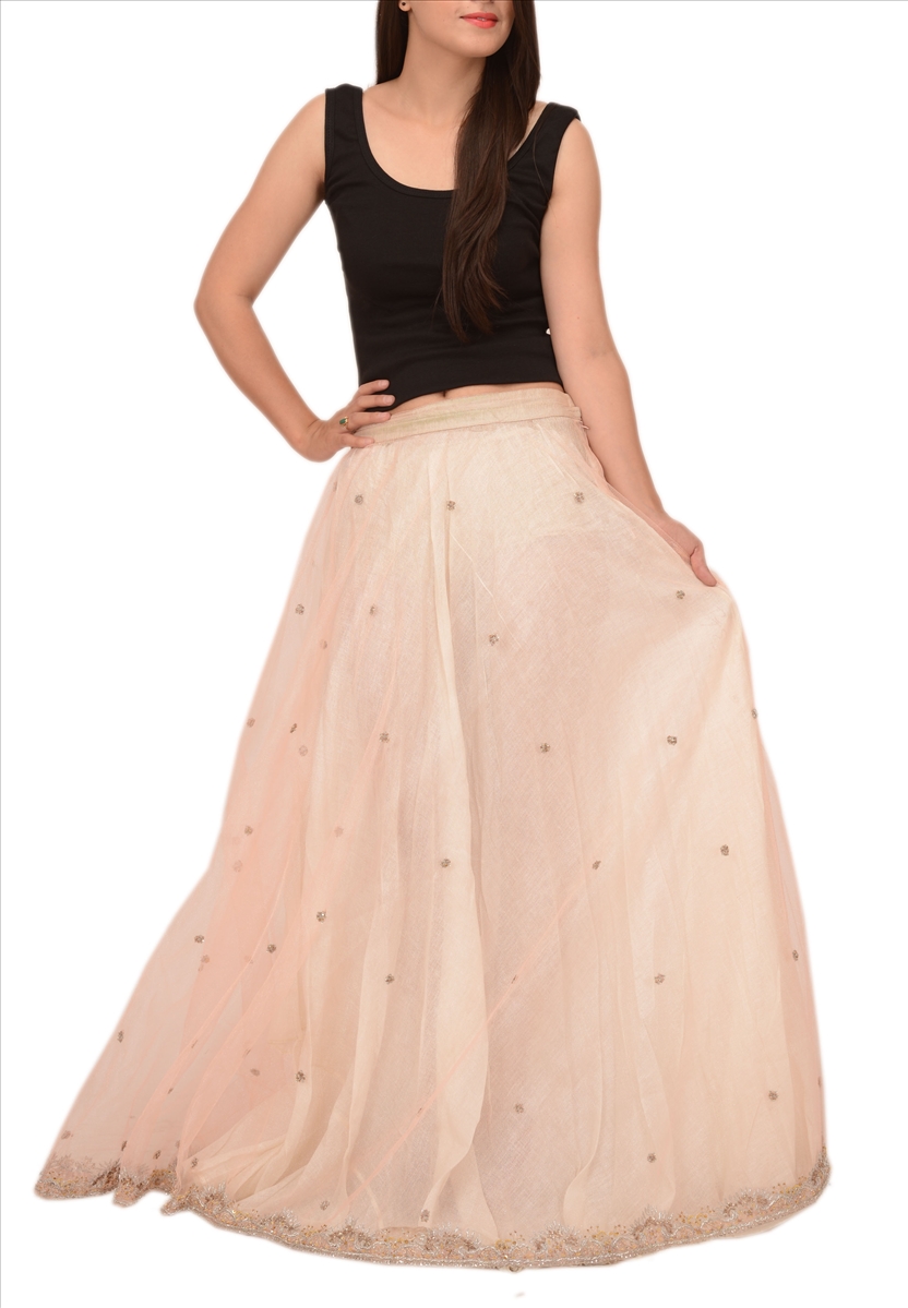 Tcw Vintage Bollywood Women Long Skirt Hand Beaded Zari S Size Lehenga